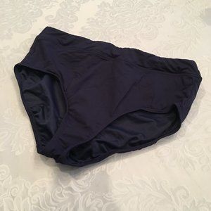 Lands' End High Waisted Bikini Bottoms Navy Blue